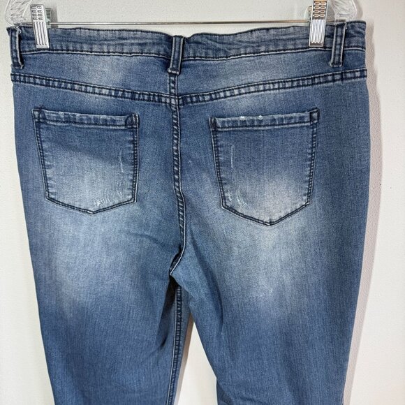 Vintage America Floral Embroidered Bestie Jean Sz 12/31Ankle Mid Rise Distressed - Picture 8 of 14